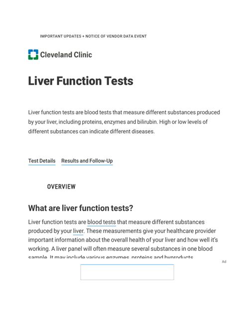 Liver Function Tests: Types, Purpose & Results Interpretation.